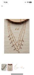 Golden layered premium finish necklace with studd earrings