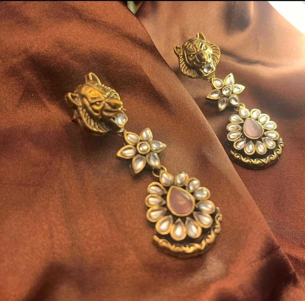 Oxidized Gold Finish Earrings: Sabyasachi Inspired Bridal Jewelry