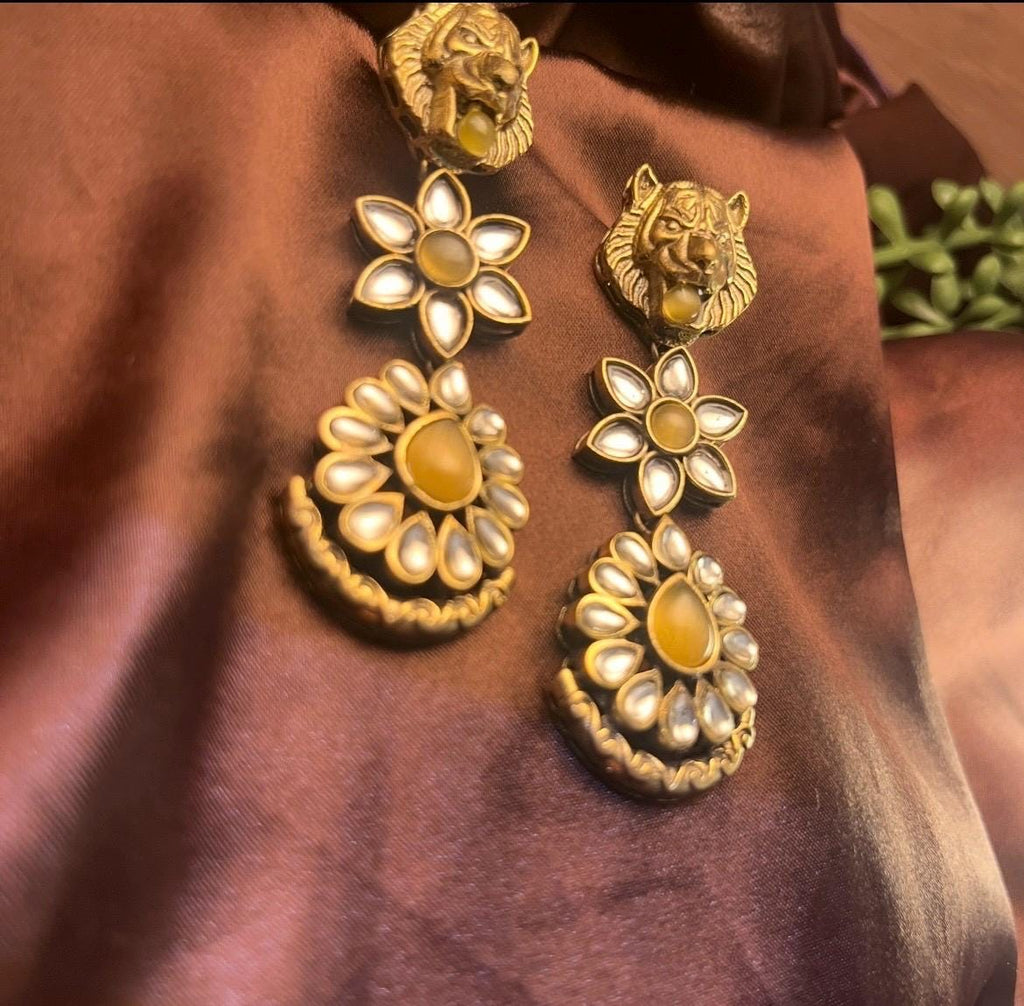 Oxidized Gold Finish Earrings: Sabyasachi Inspired Bridal Jewelry