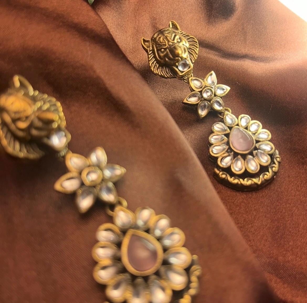 Oxidized Gold Finish Earrings: Sabyasachi Inspired Bridal Jewelry