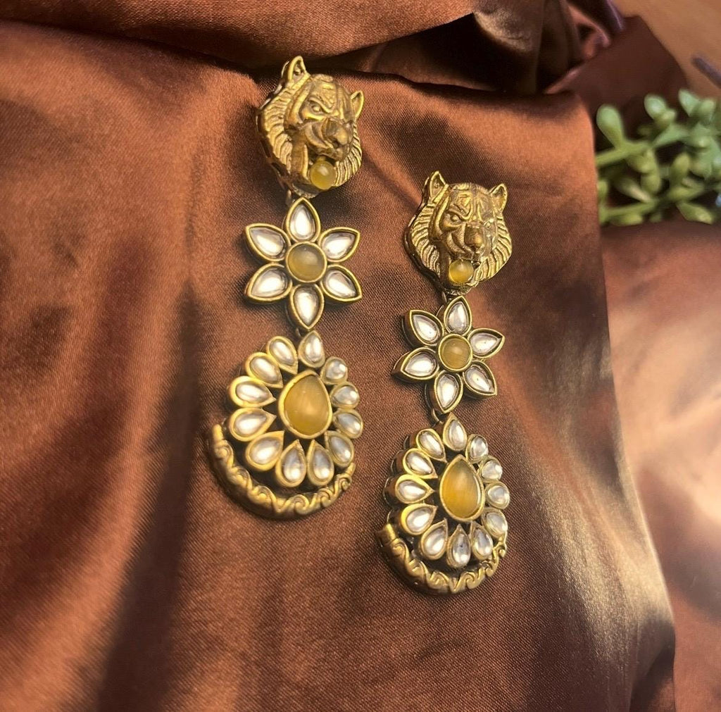 Oxidized Gold Finish Earrings: Sabyasachi Inspired Bridal Jewelry