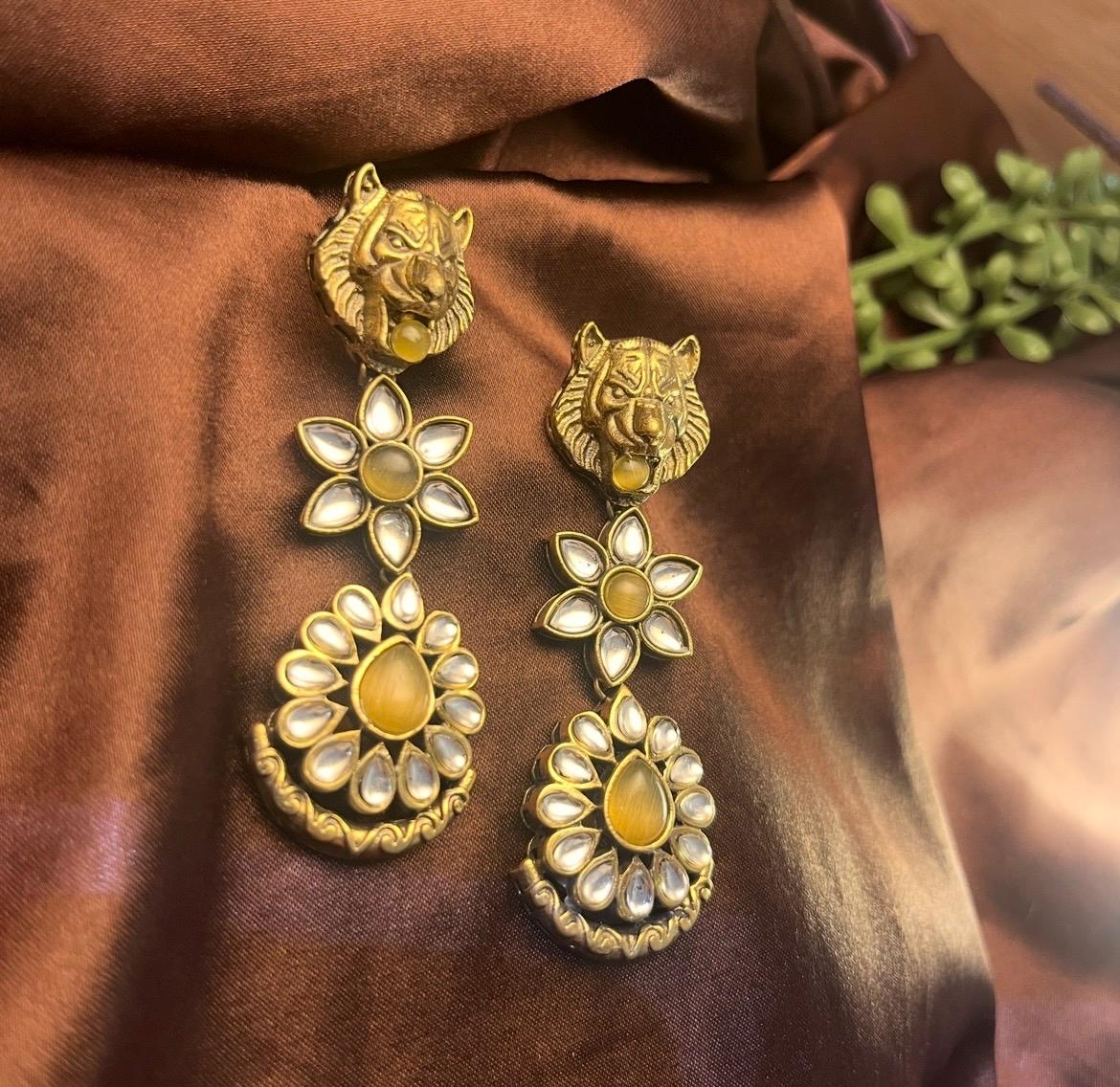 Oxidized Gold Finish Earrings: Sabyasachi Inspired Bridal Jewelry