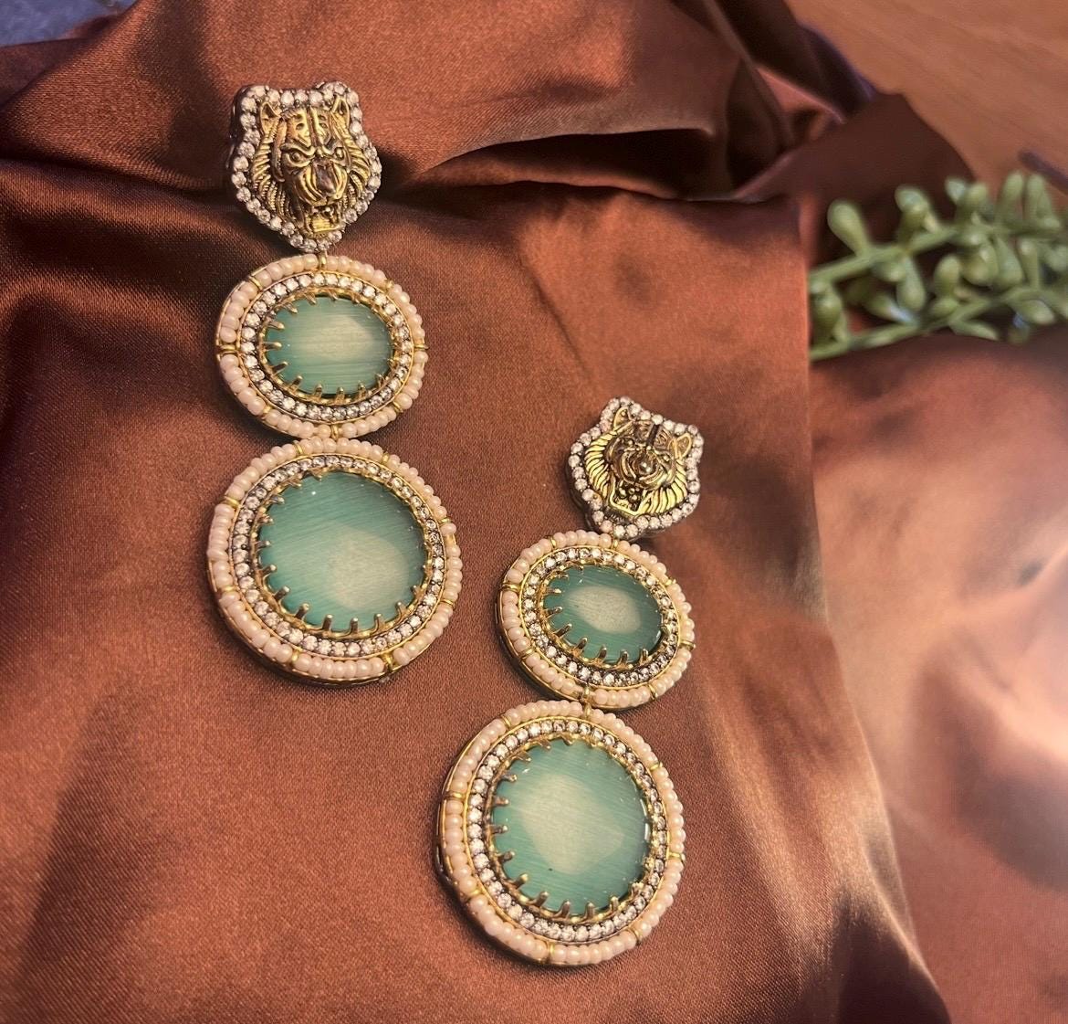 Sabyasachi Inspired soft Green Premium Earrings| Golden finish | Trendy Bridal Collection