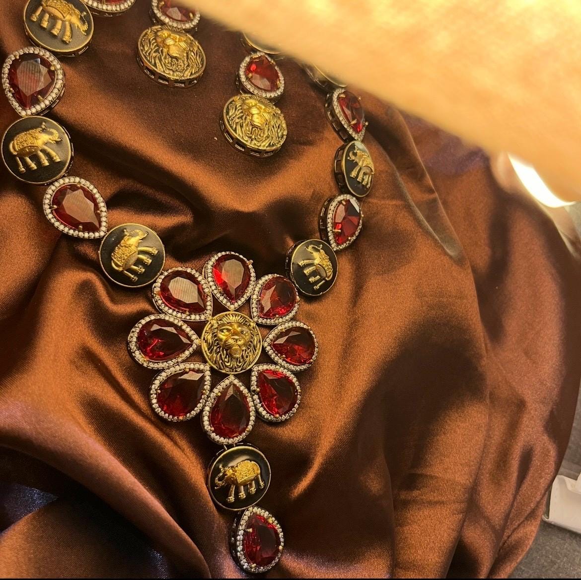 Sabyasachi Inspired Oxidised Premium Maroon Red Stone Neckset | Trendy Bridal Collection | Red Stone Necklace