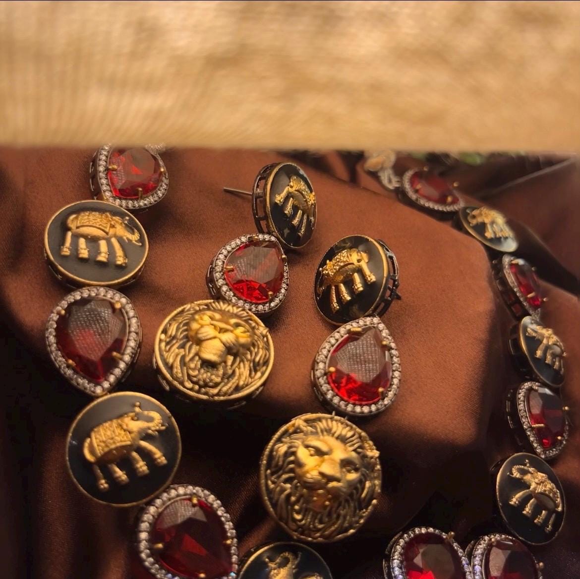 Sabyasachi Inspired Oxidised Premium Maroon Red Stone Neckset | Trendy Bridal Collection | Red Stone Necklace
