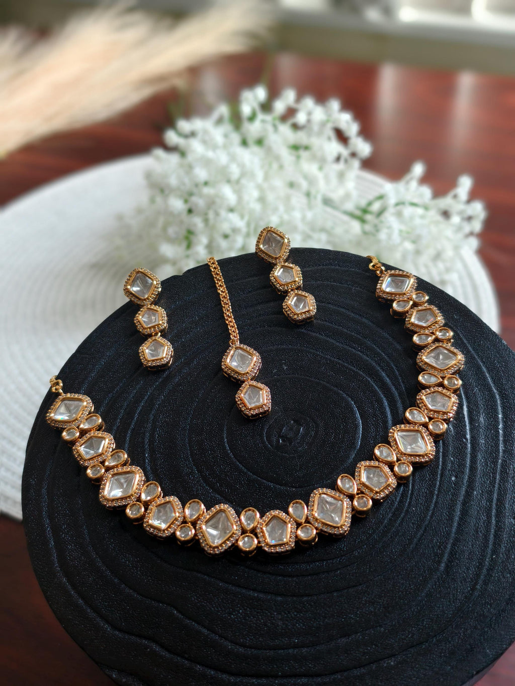 Moissanite Kundan Neckset with MaangTika | Indian Jewellery