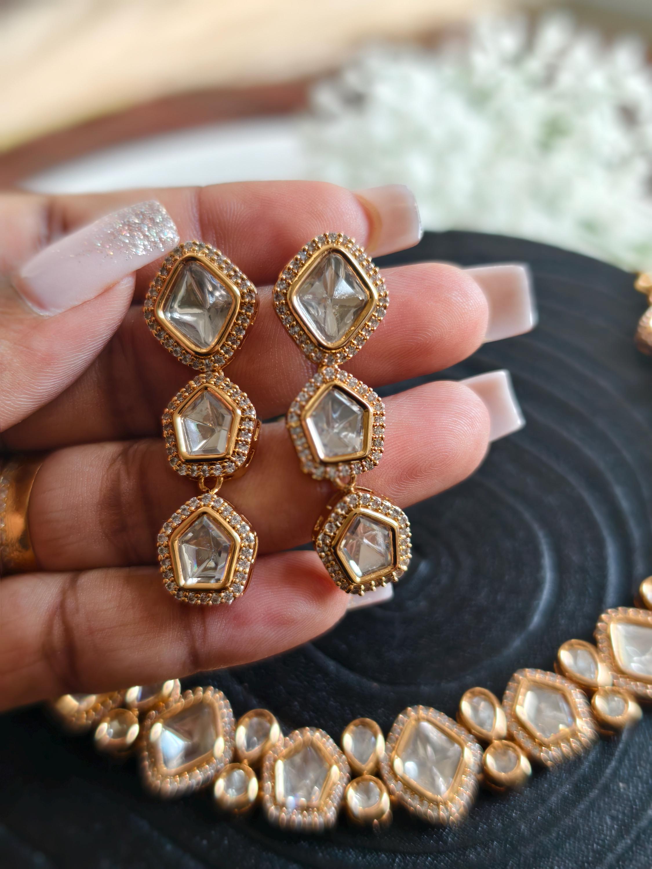 Moissanite Kundan Neckset with MaangTika | Indian Jewellery