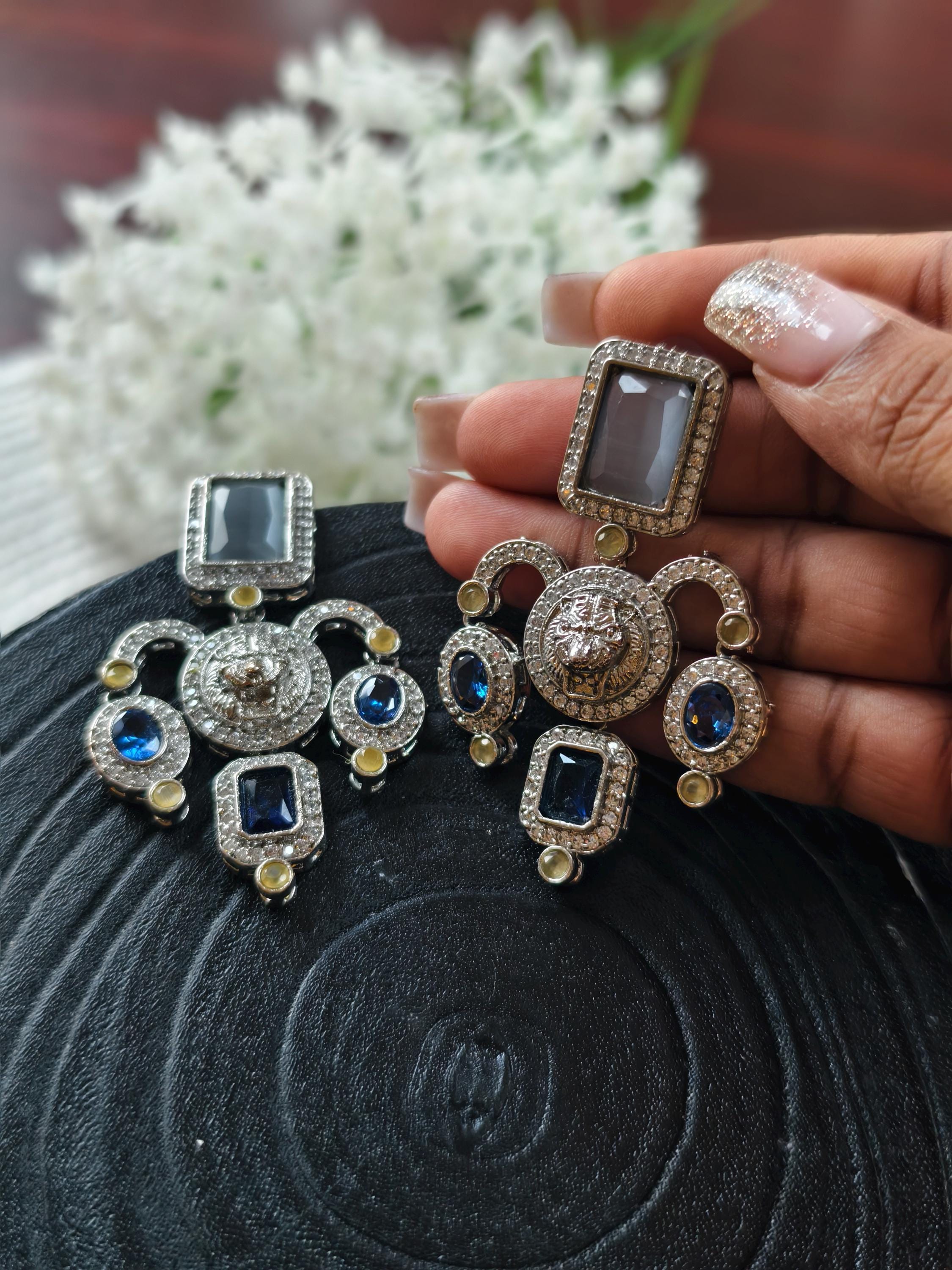 Sabyasachi Inspired Earrings: Antique Gold Finish, Silver Plated