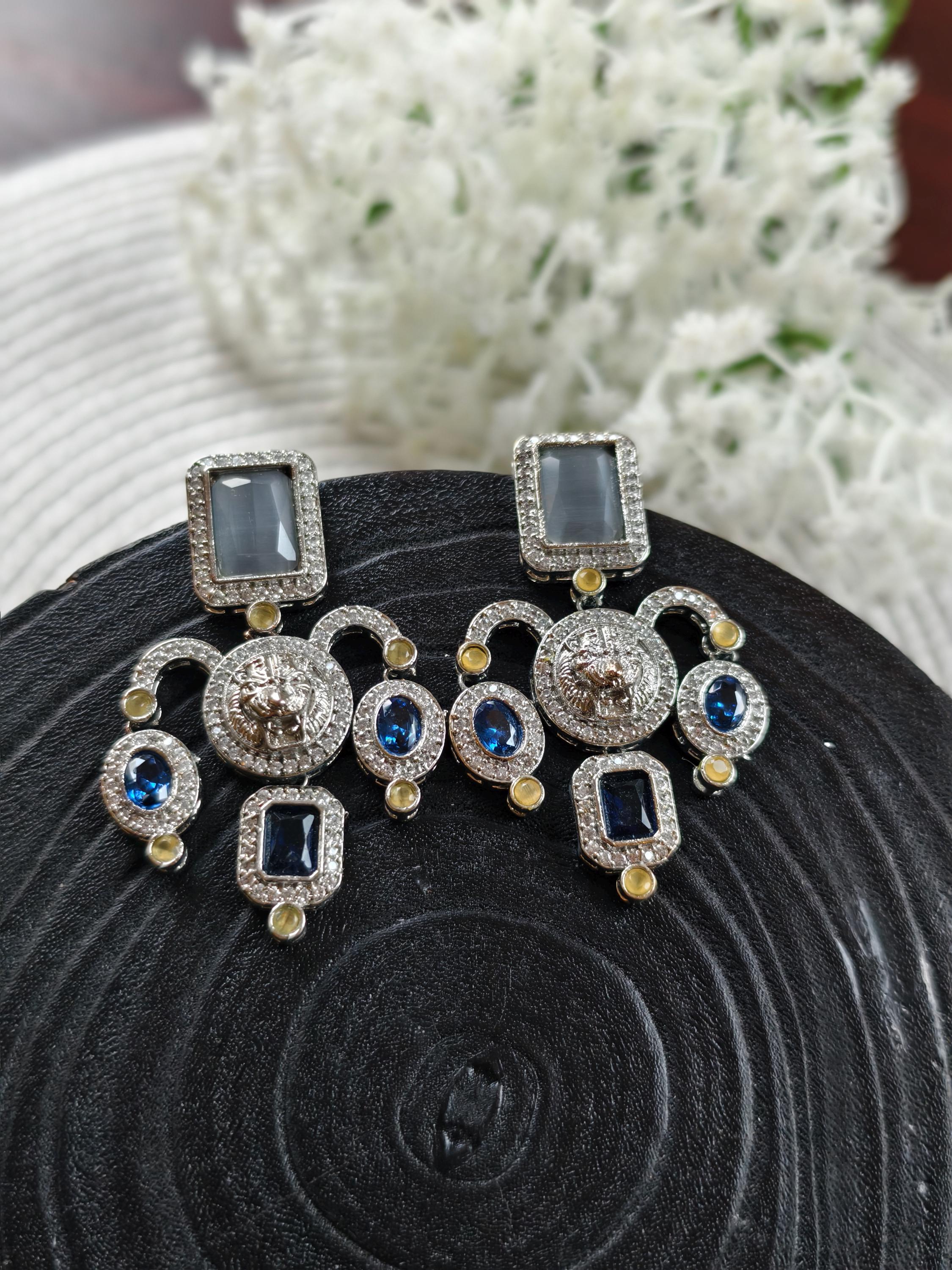 Sabyasachi Inspired Earrings: Antique Gold Finish, Silver Plated