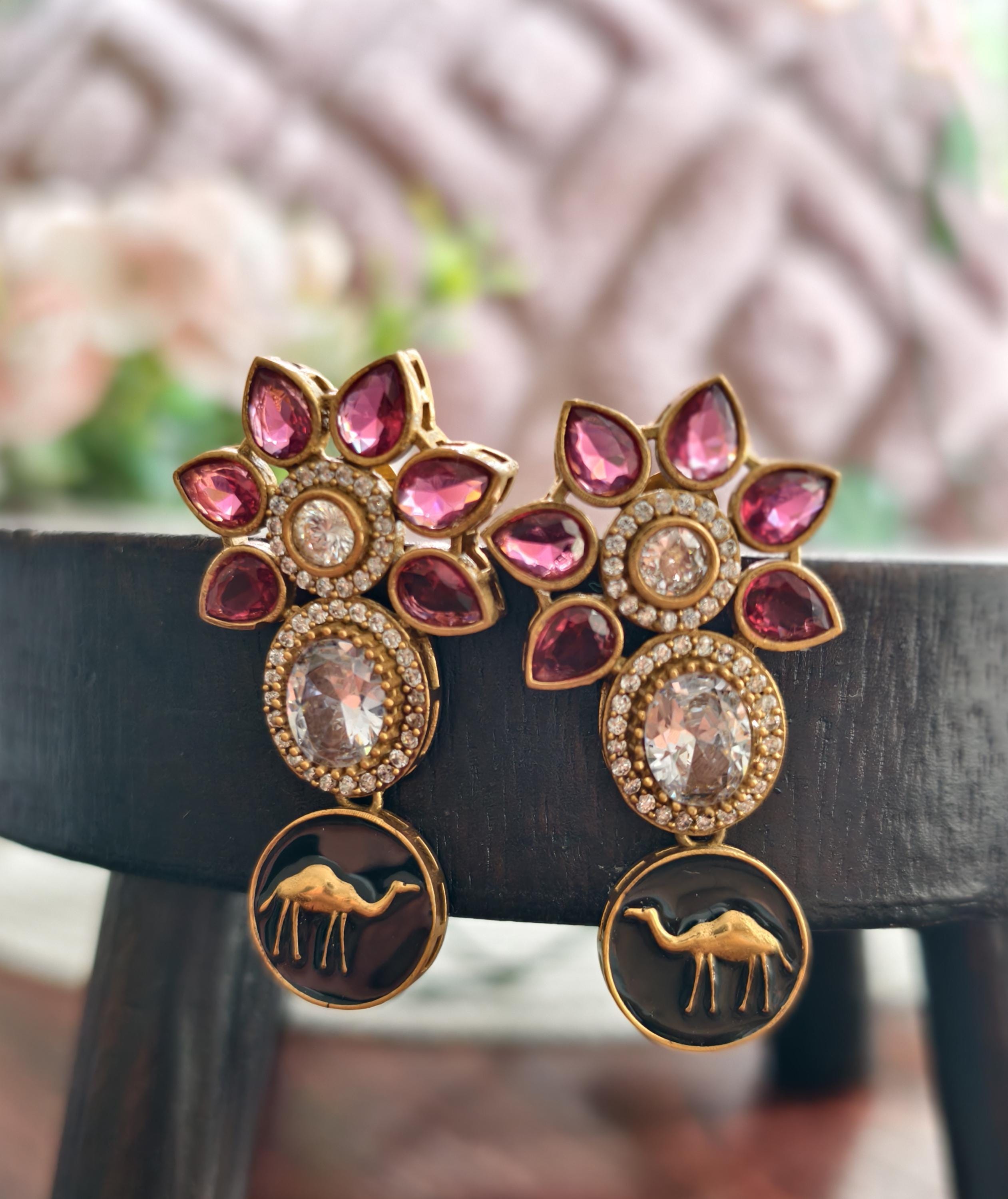 Sabyasachi Inspired Golden Earrings: Indian Jewelry Collection