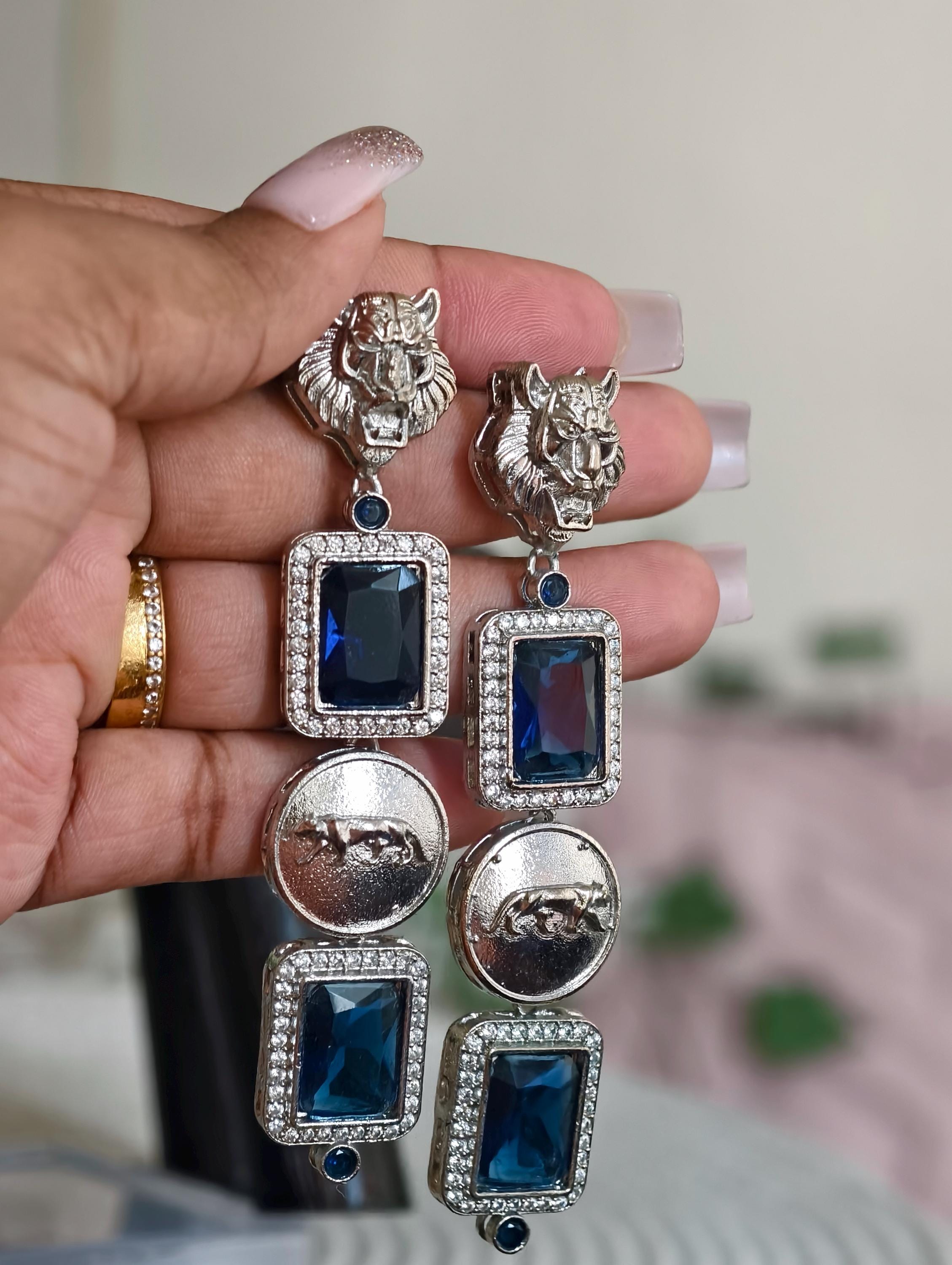 Sabyasachi Inspired Silver Finish Earrings: Indian Jewelry