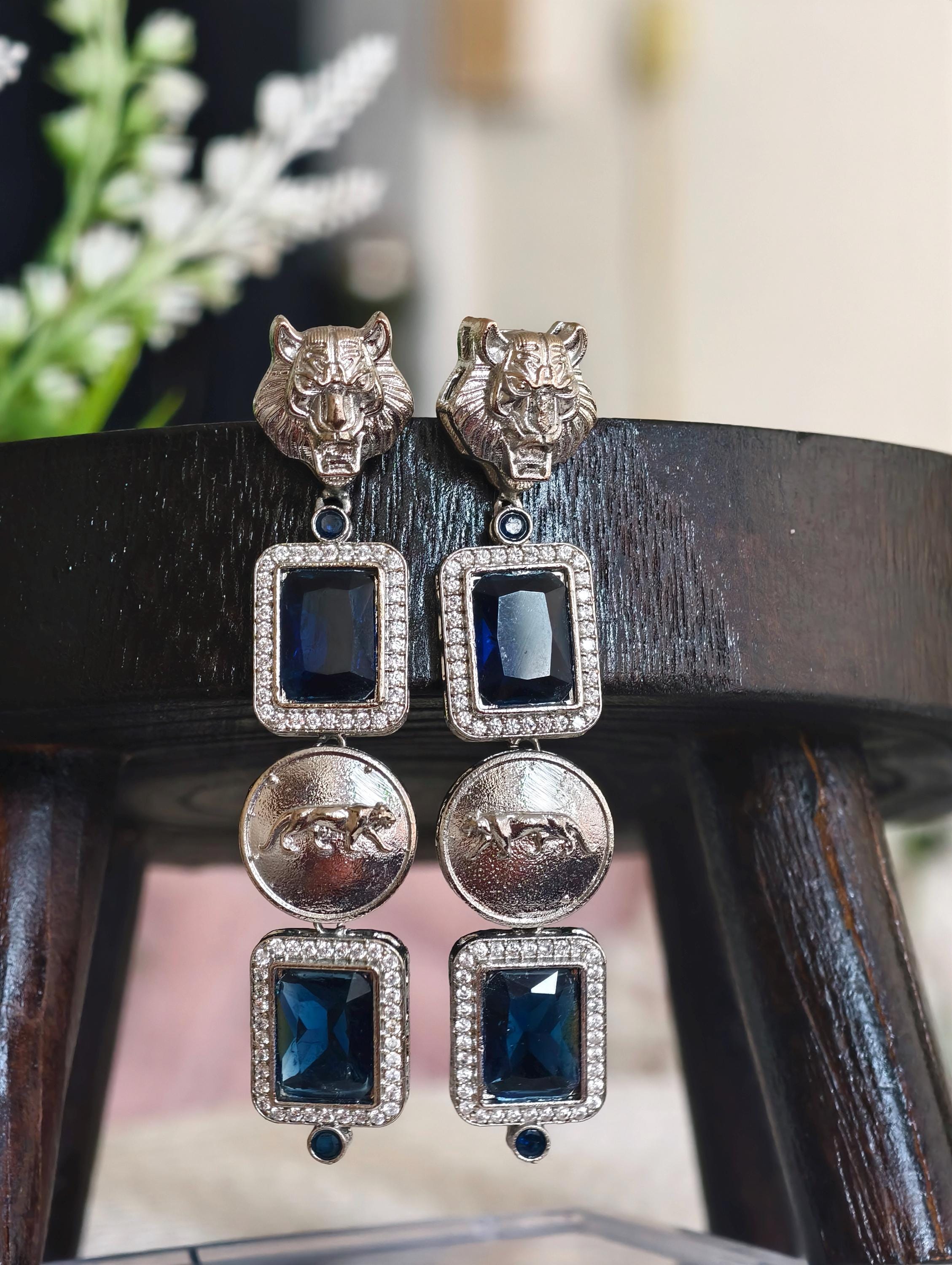 Sabyasachi Inspired Silver Finish Earrings: Indian Jewelry