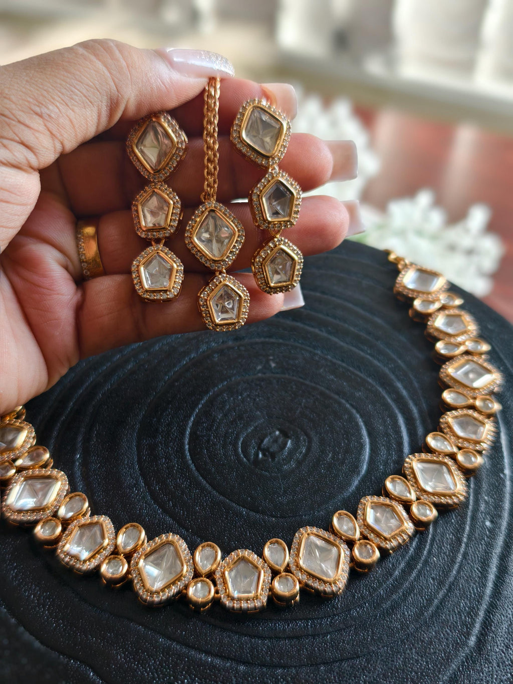 Moissanite Kundan Neckset with MaangTika | Indian Jewellery