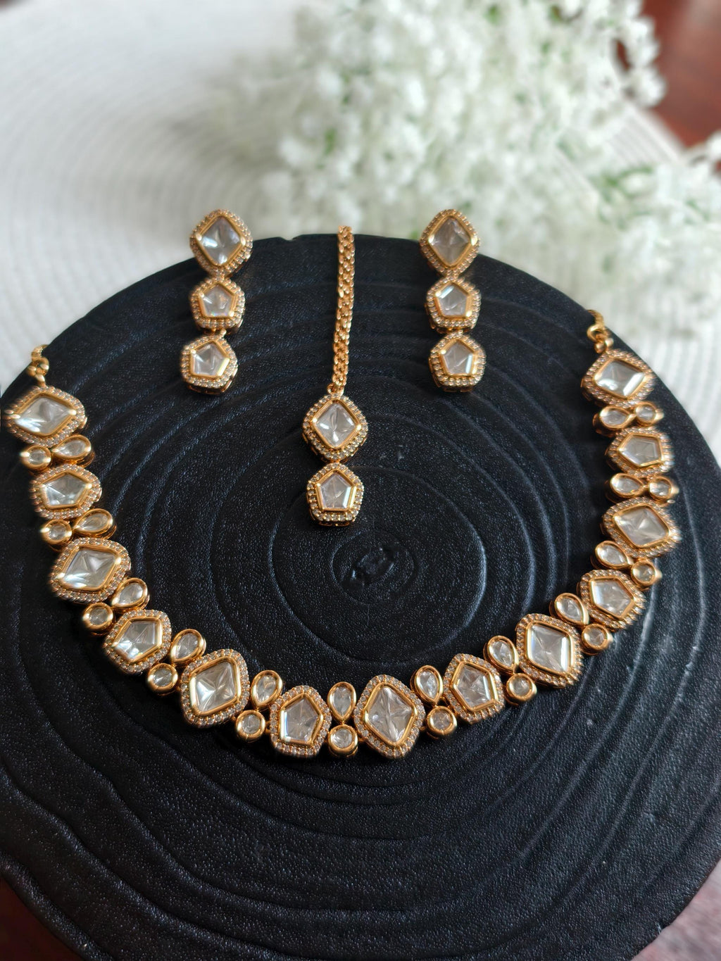 Moissanite Kundan Neckset with MaangTika | Indian Jewellery