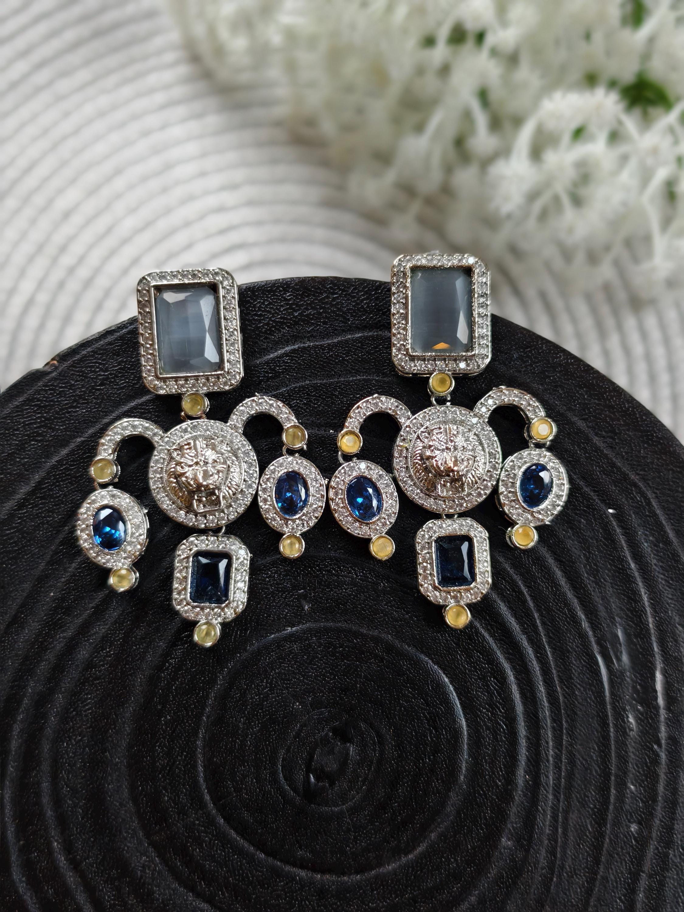 Sabyasachi Inspired Earrings: Antique Gold Finish, Silver Plated