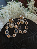 Sabyasachi Inspired Earrings: Silver Finish, Blue & Orange