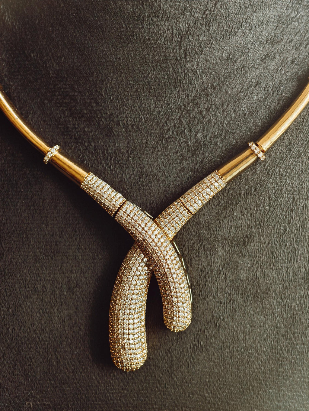 Gold Plated Zirconia Necklace Set | Teardrop Earrings, Indian Fusion Jewelry