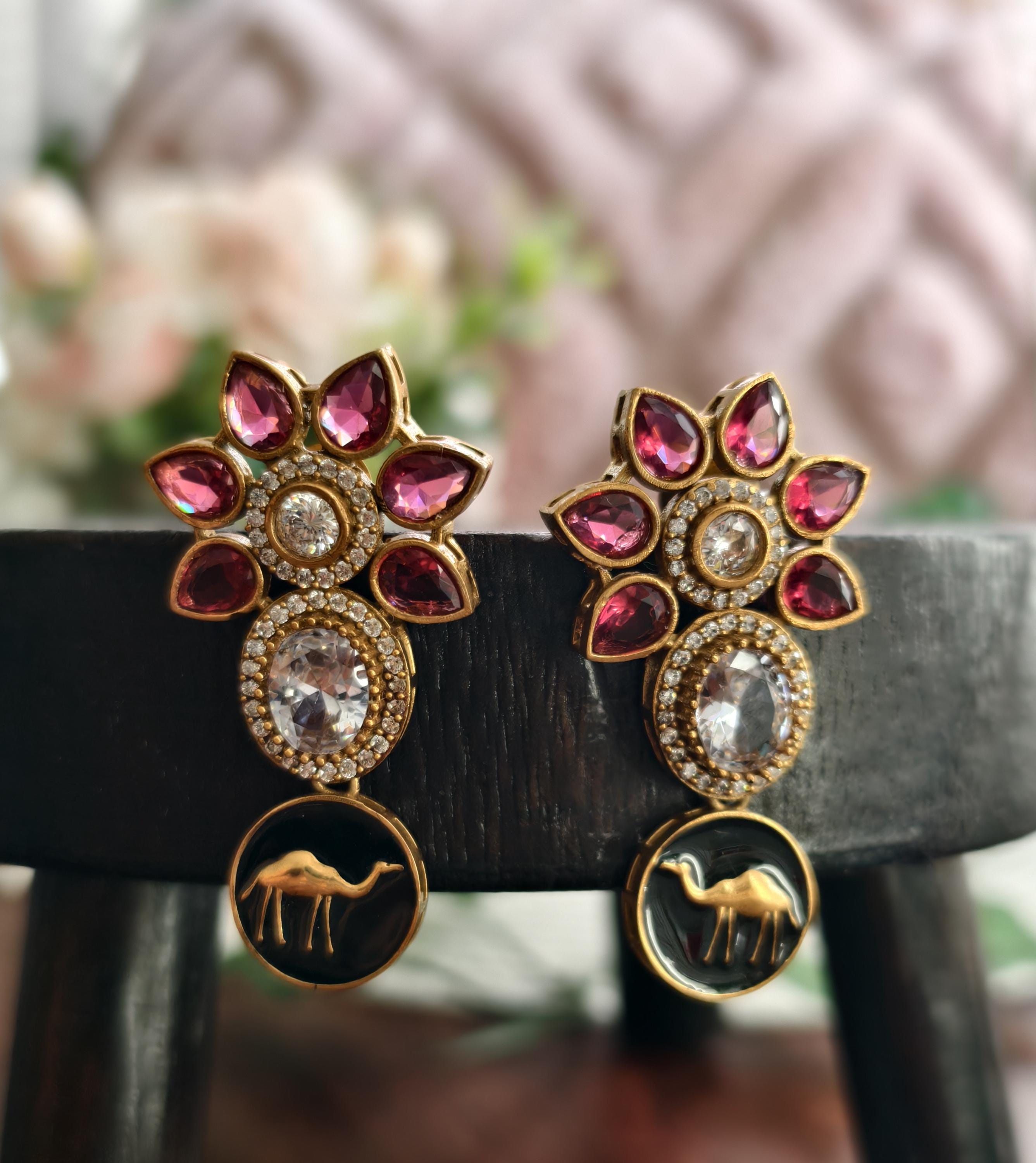 Sabyasachi Inspired Golden Earrings: Indian Jewelry Collection