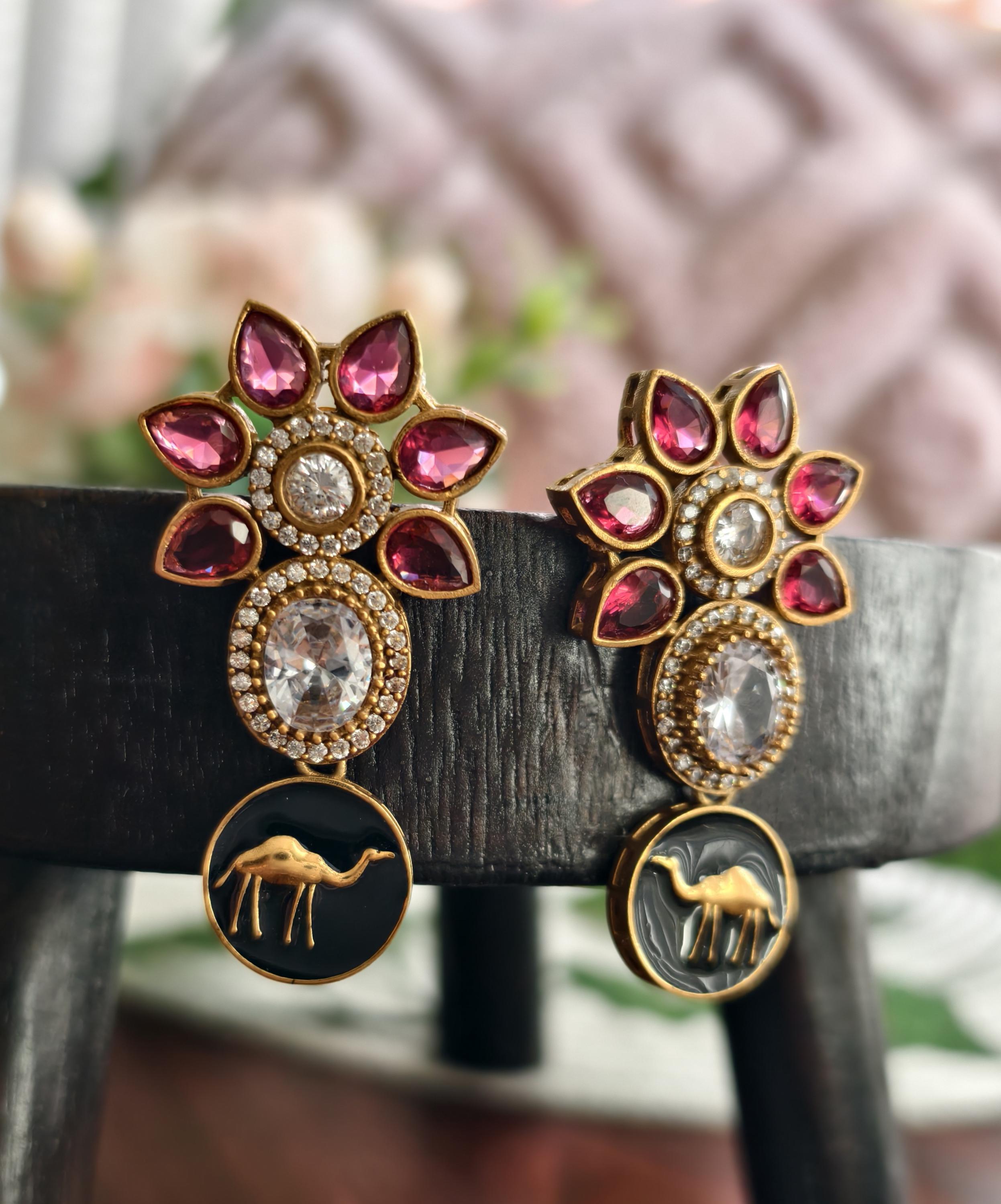 Sabyasachi Inspired Golden Earrings: Indian Jewelry Collection