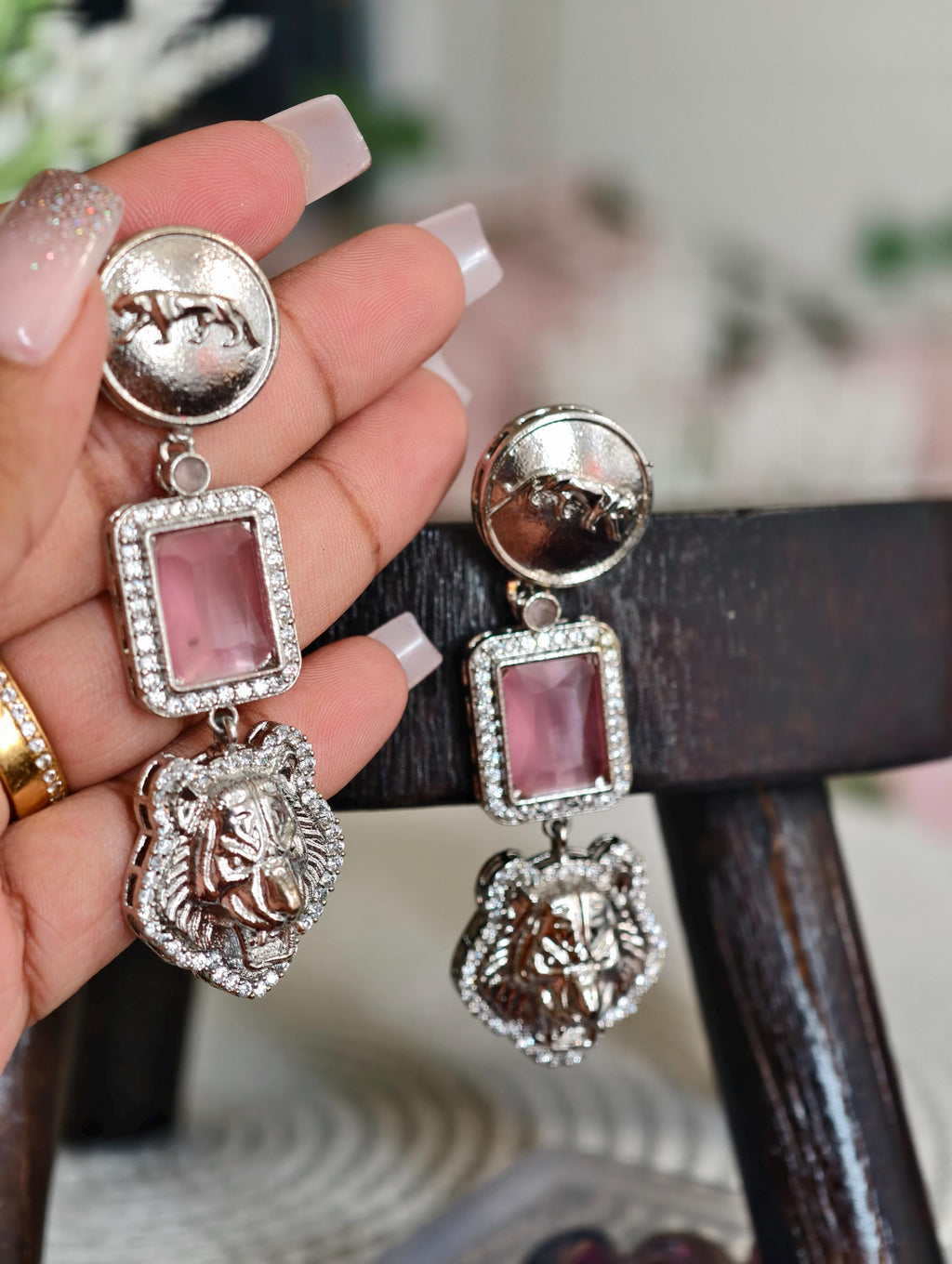 Sabyasachi Inspired Silver Finish Earrings: Indian Jewelry