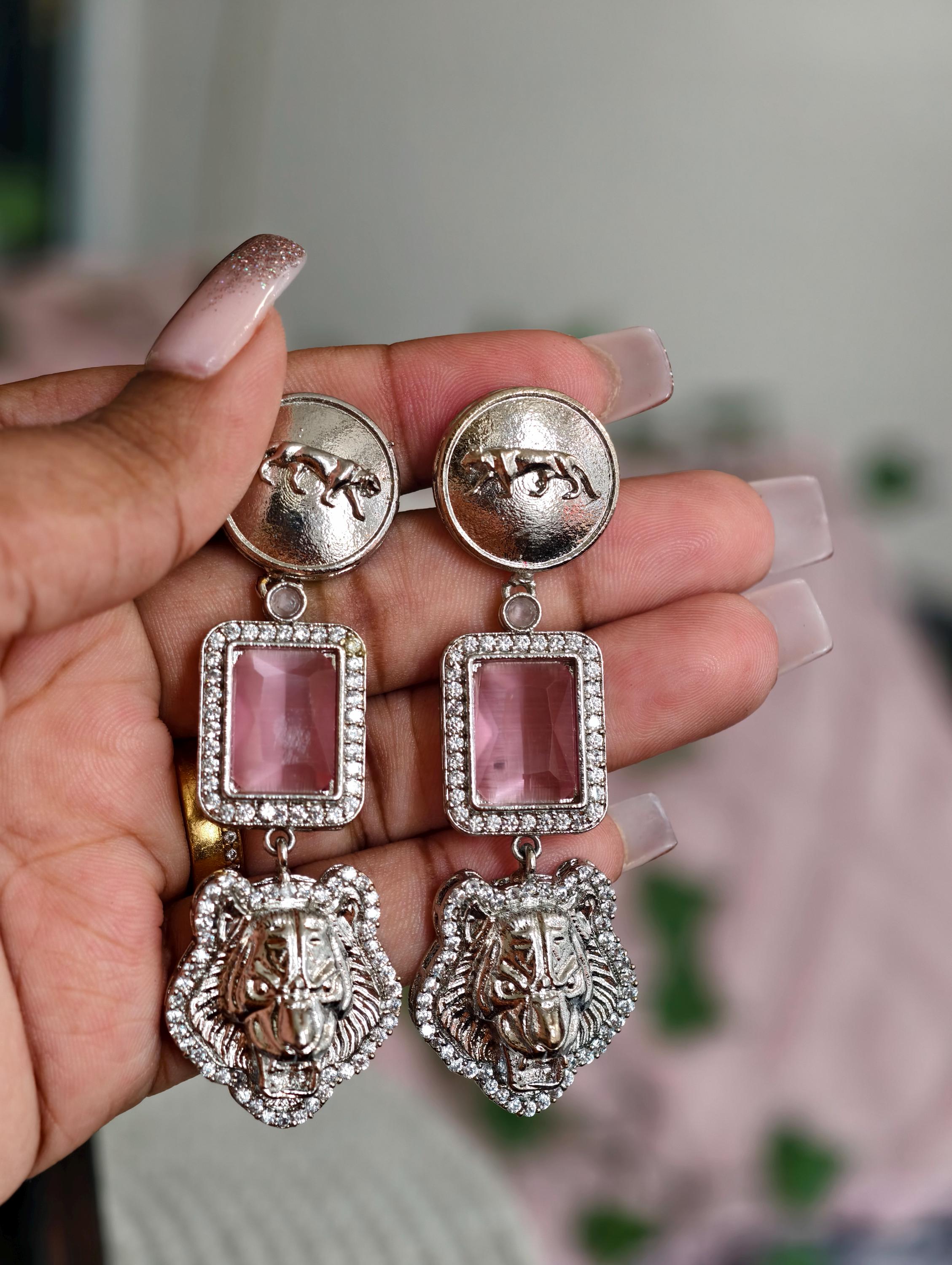 Sabyasachi Inspired Silver Finish Earrings: Indian Jewelry