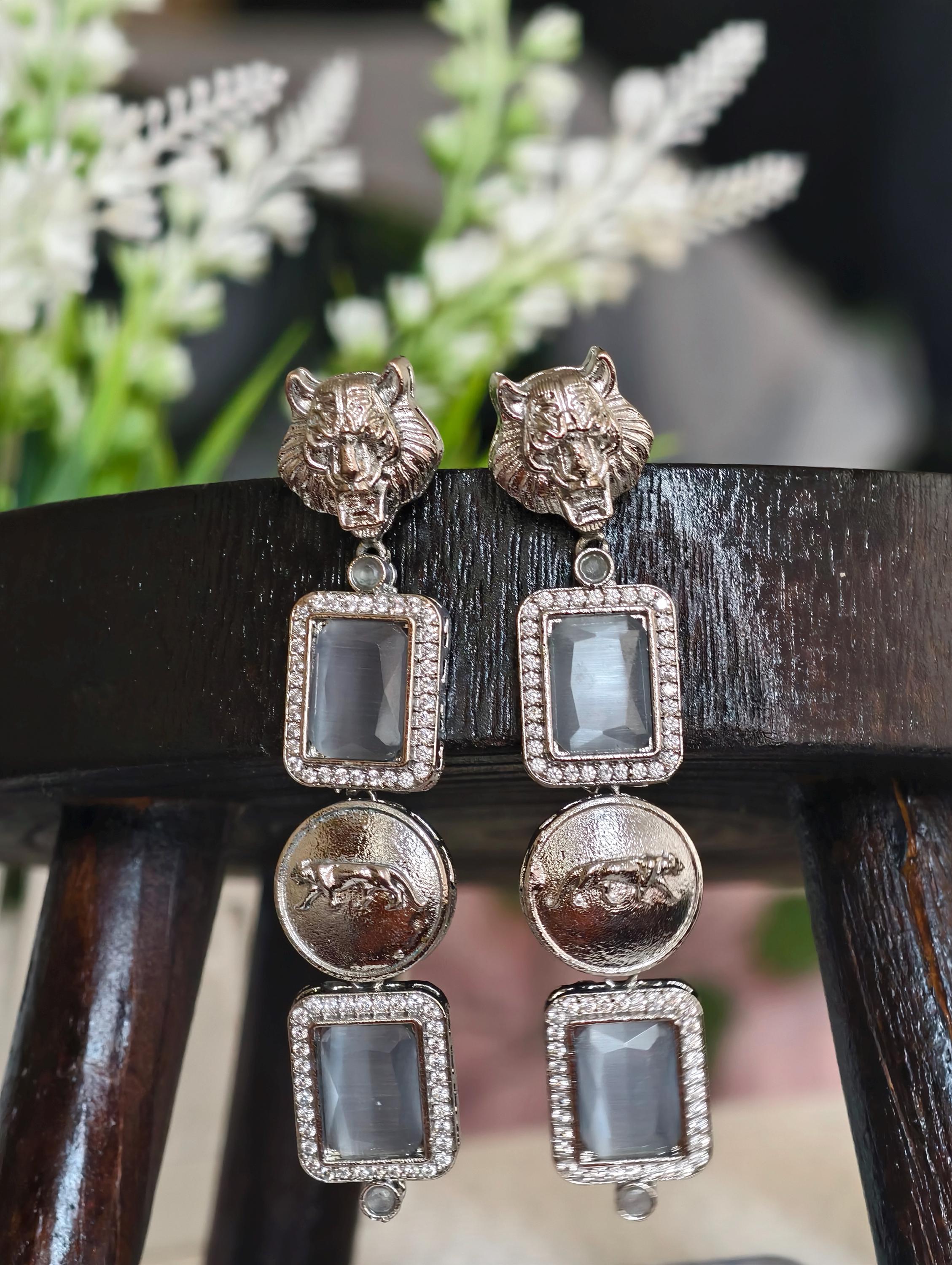 Sabyasachi Inspired Silver Finish Earrings: Indian Jewelry