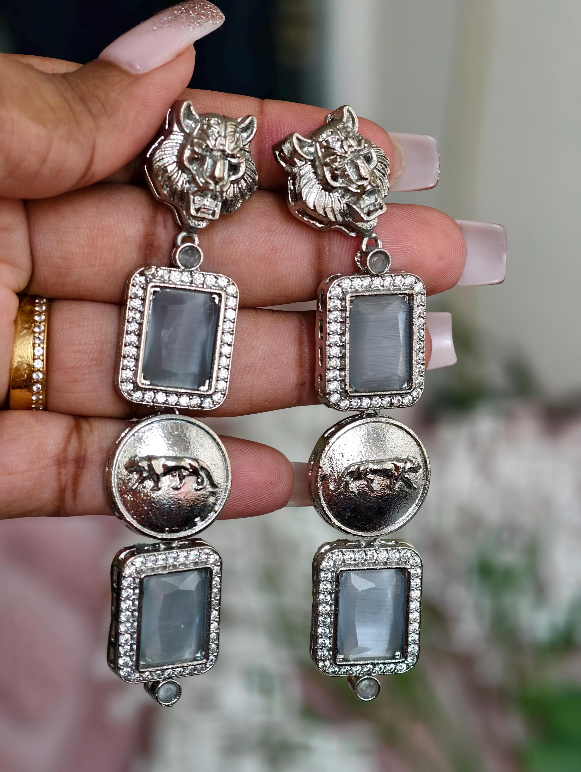 Sabyasachi Inspired Silver Finish Earrings: Indian Jewelry