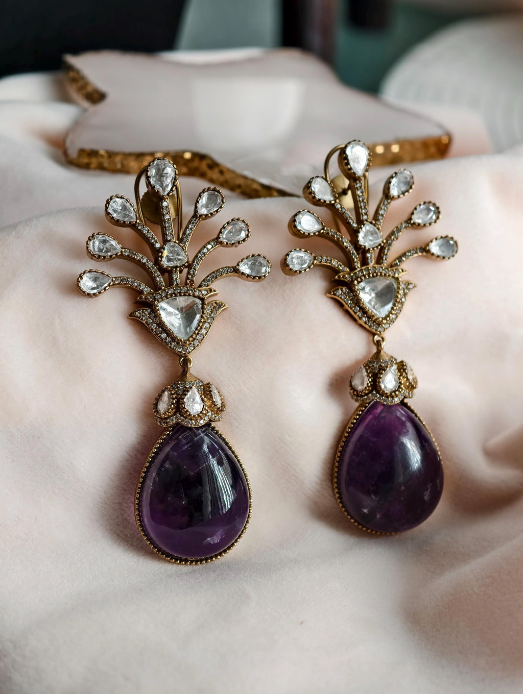 Marble print Dublet stone Earrings  | Indian Jewellery