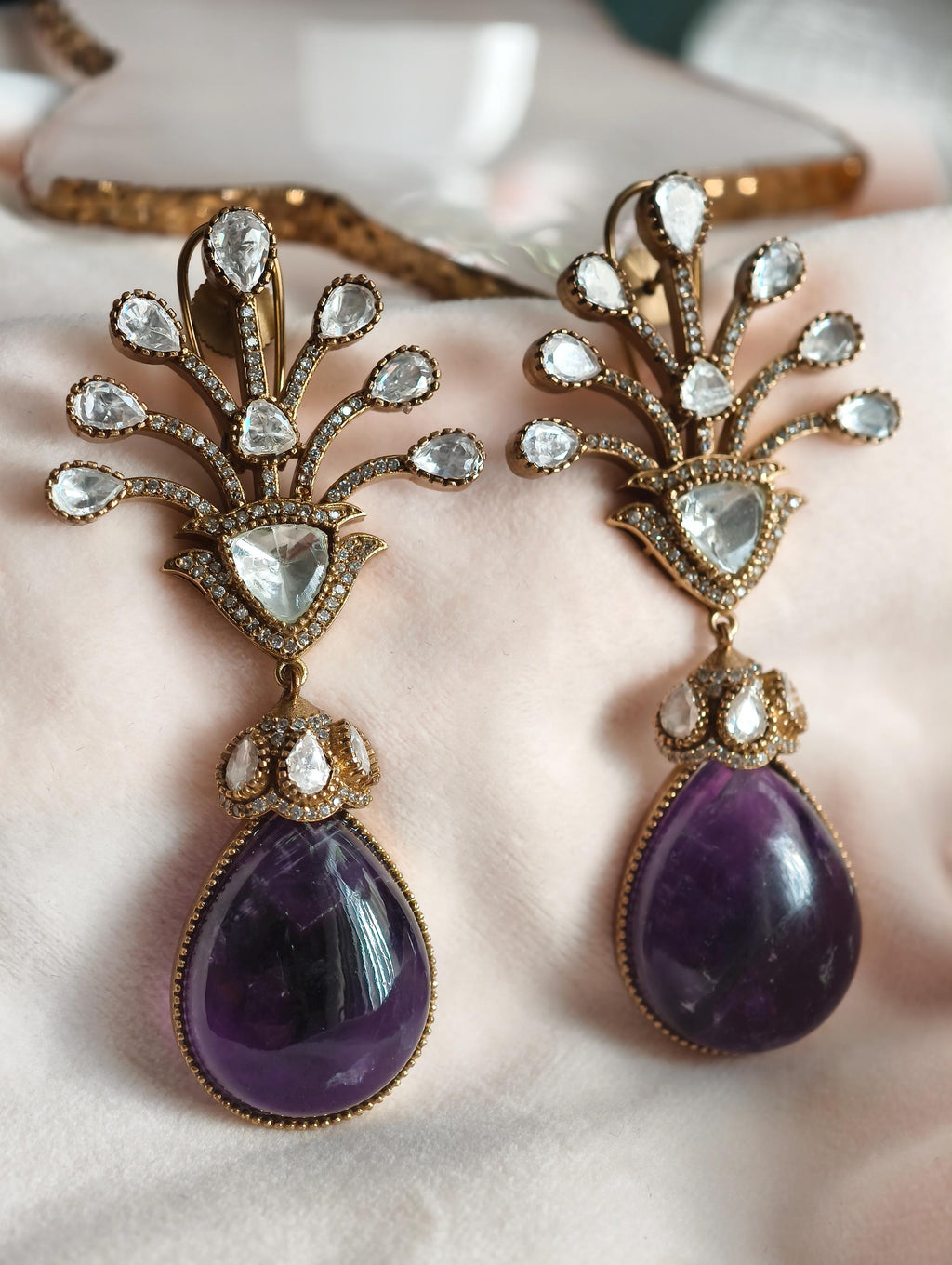 Marble print Dublet stone Earrings  | Indian Jewellery