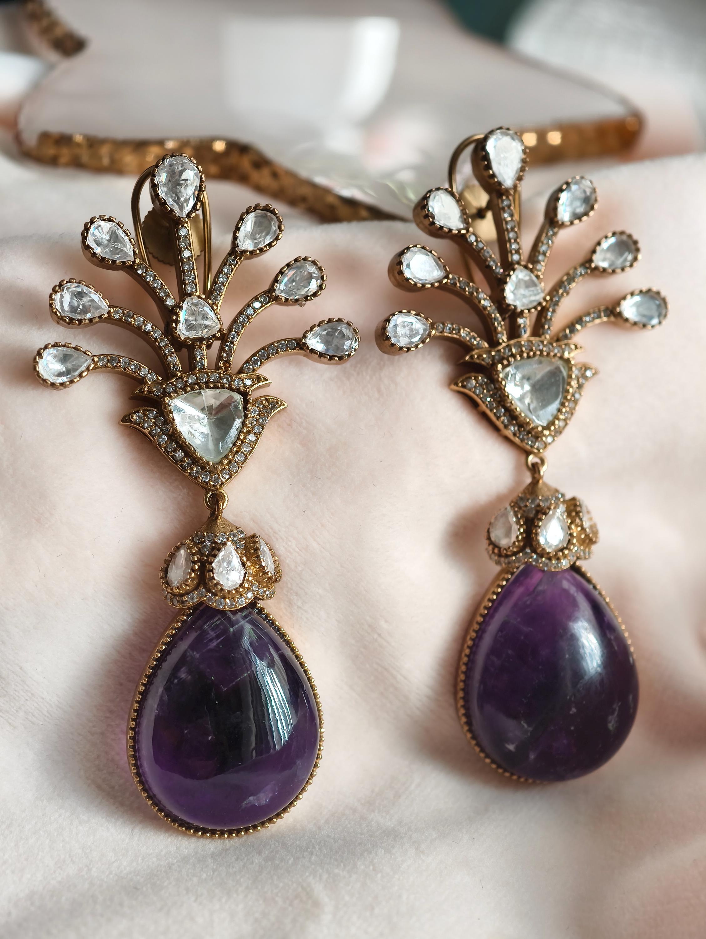 Marble print Dublet stone Earrings  | Indian Jewellery