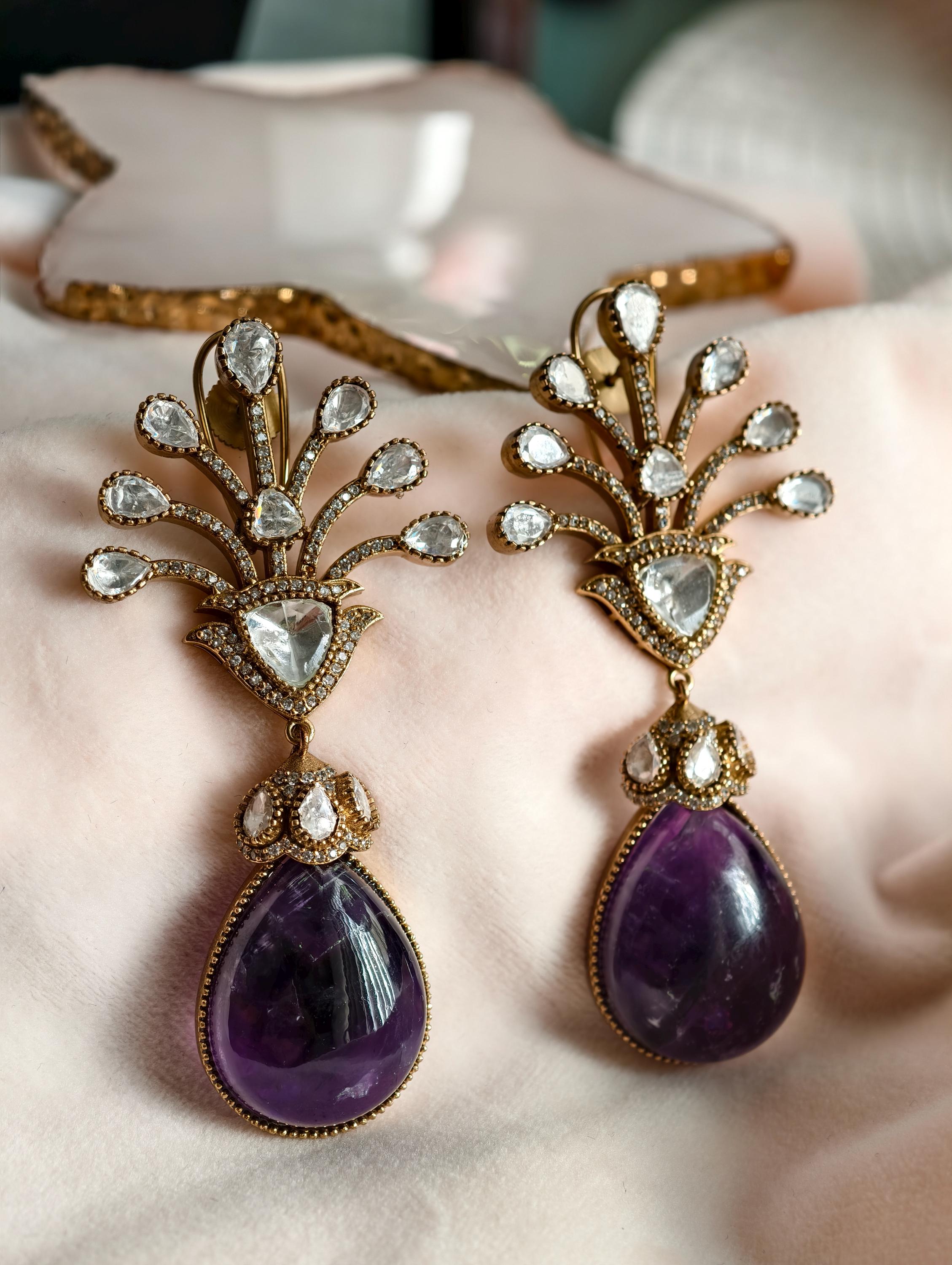 Marble print Dublet stone Earrings  | Indian Jewellery