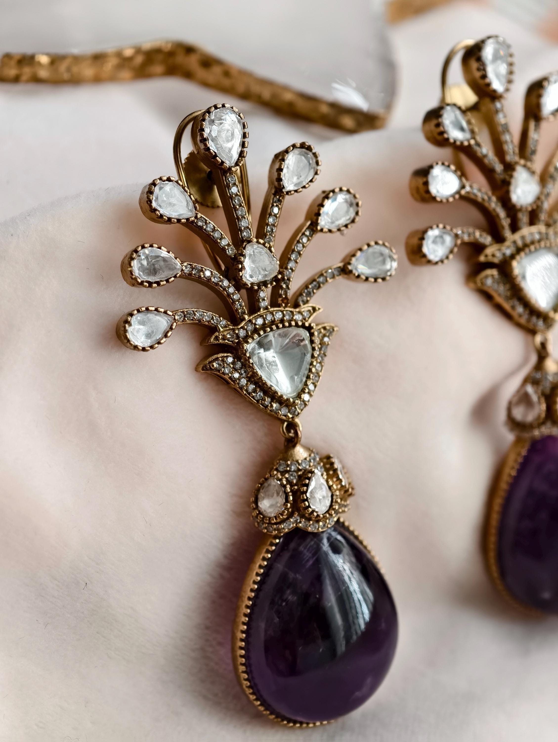 Marble print Dublet stone Earrings  | Indian Jewellery