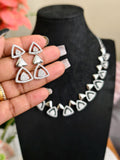 Trendy AD Stone Necklace: Silver Plated, White Stone
