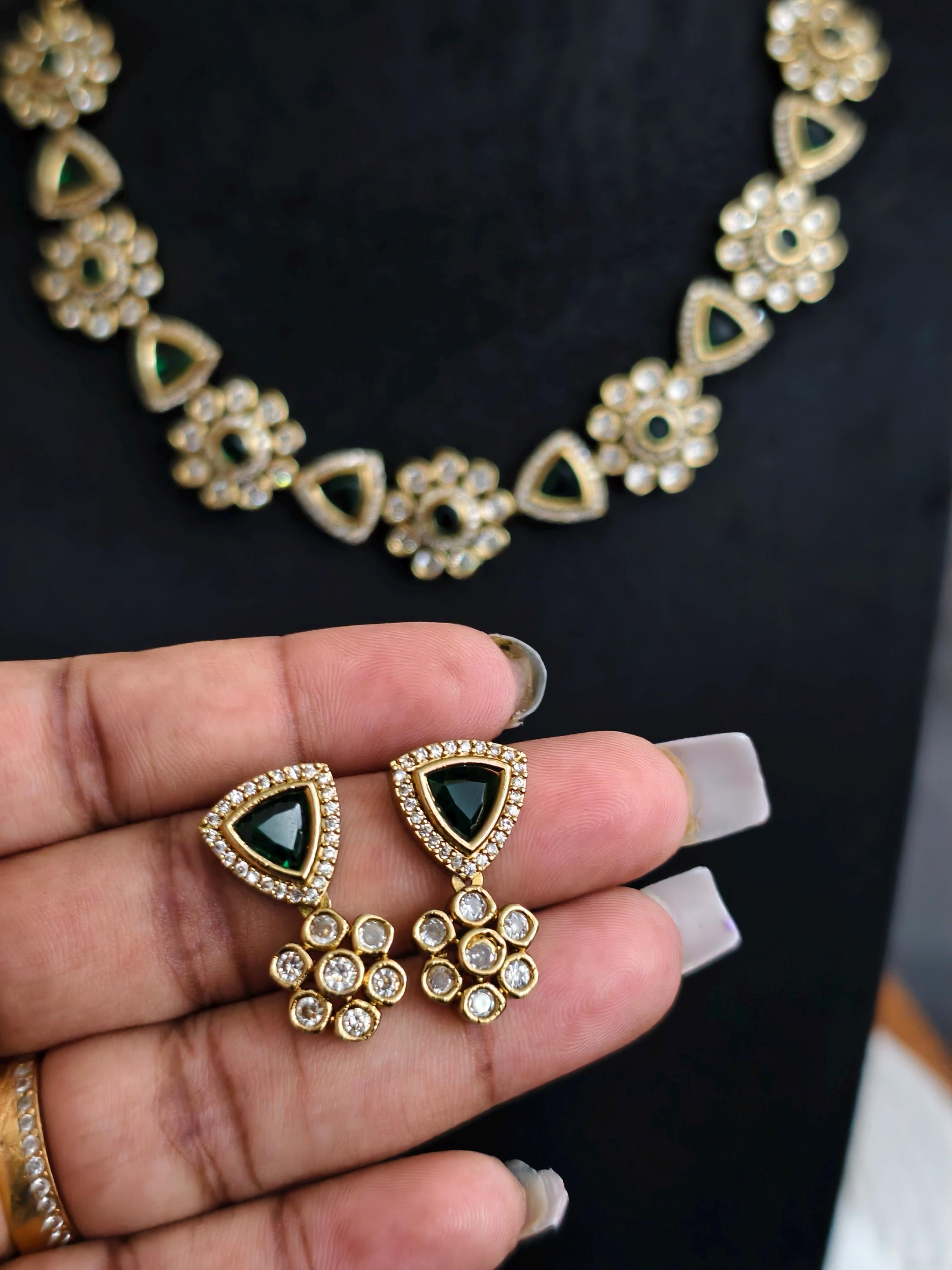 Emerald Green Kundan Choker Set | Gold Plated Indian Bridal Jewelry