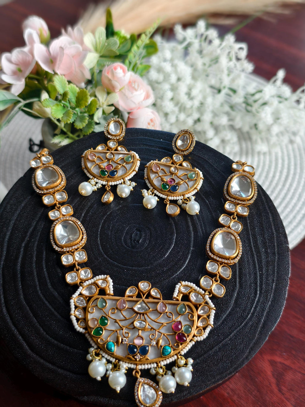 Kundan Neckset with detailed trendy design with earrings  | Indian Jewellery