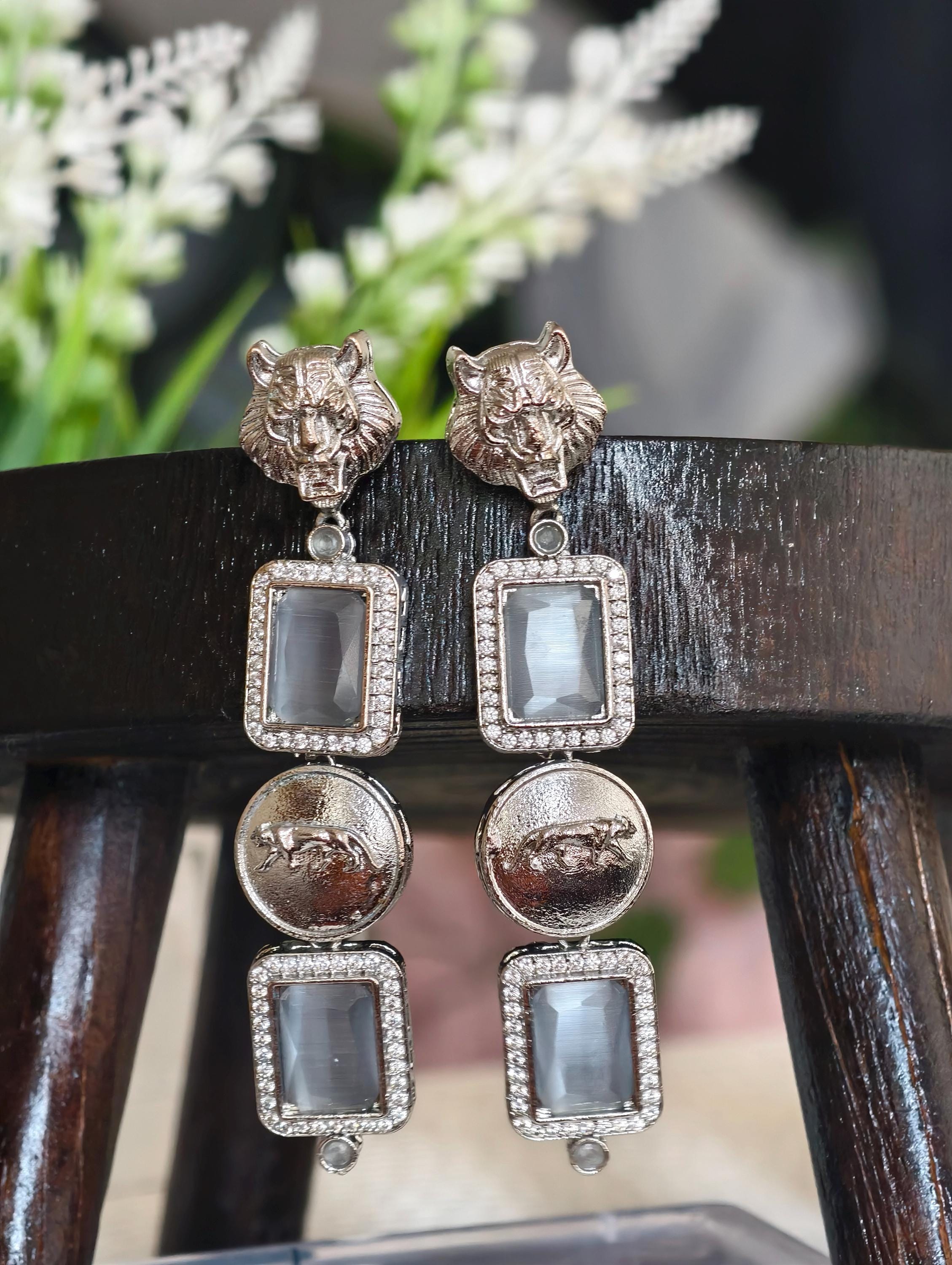 Sabyasachi Inspired Silver Finish Earrings: Indian Jewelry