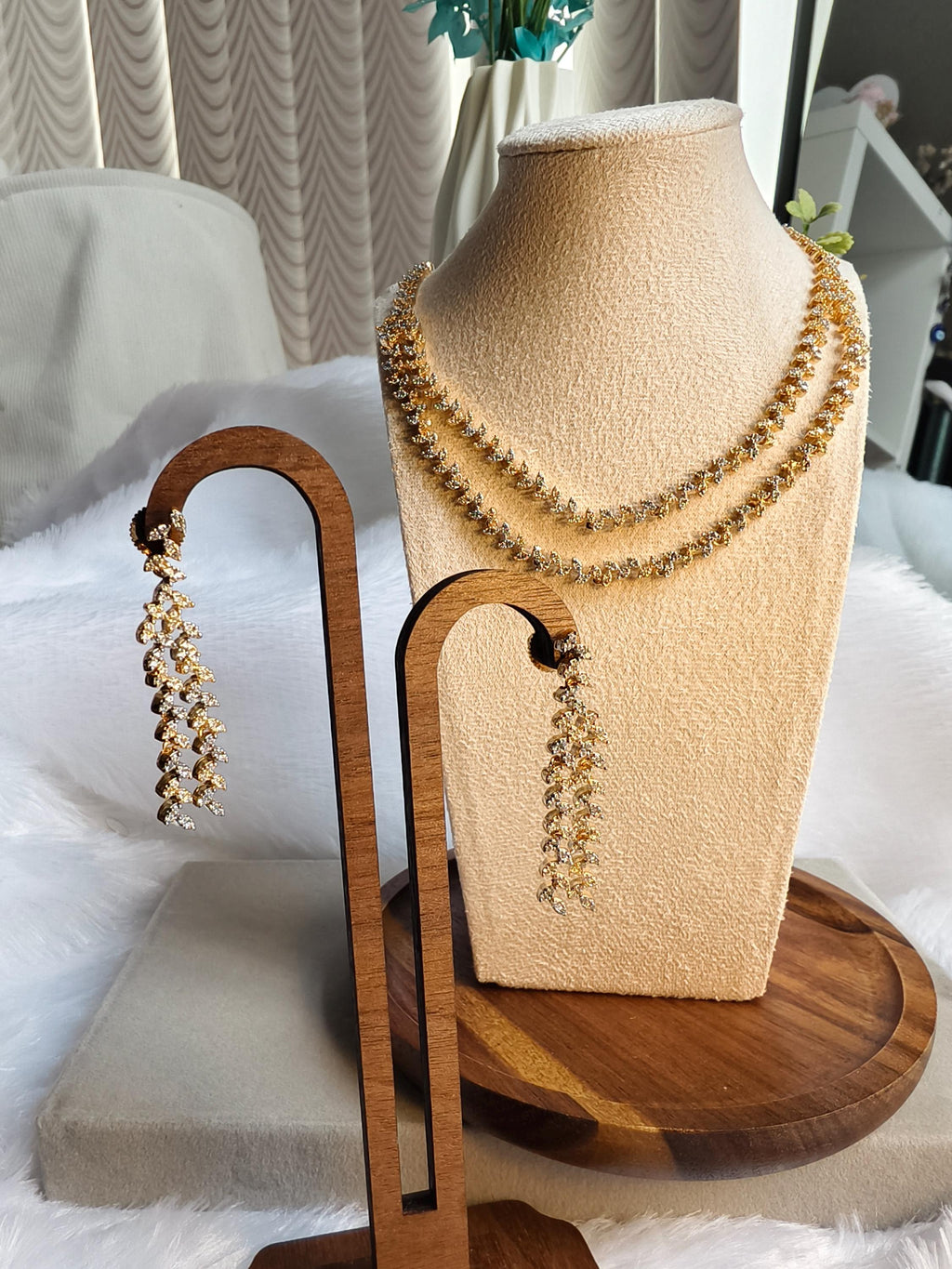 Starcut AD Stone Necklace: Silver and gold Plated, Traditional Style | Dual Plating Neckset