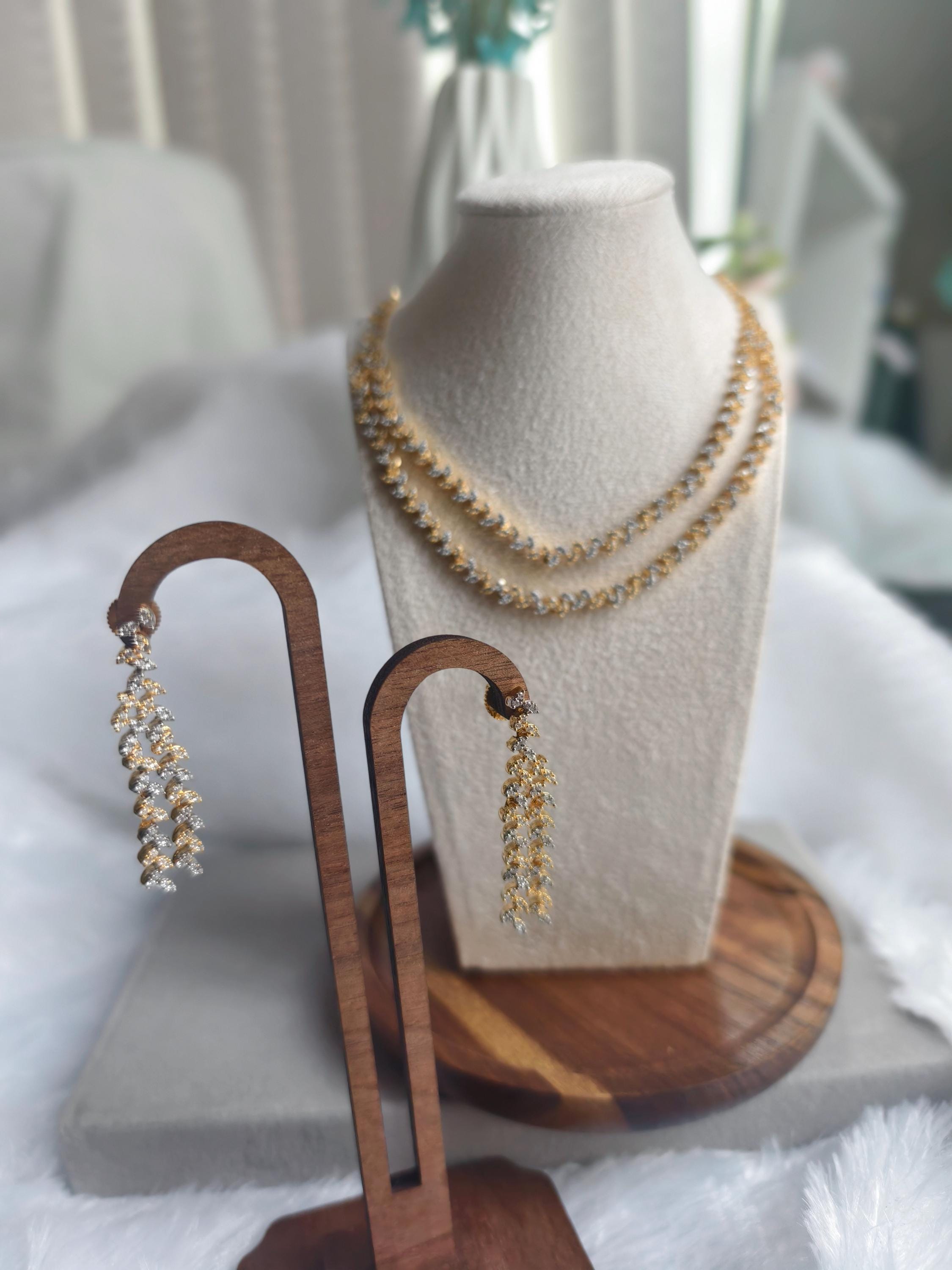 Starcut AD Stone Necklace: Silver and gold Plated, Traditional Style | Dual Plating Neckset