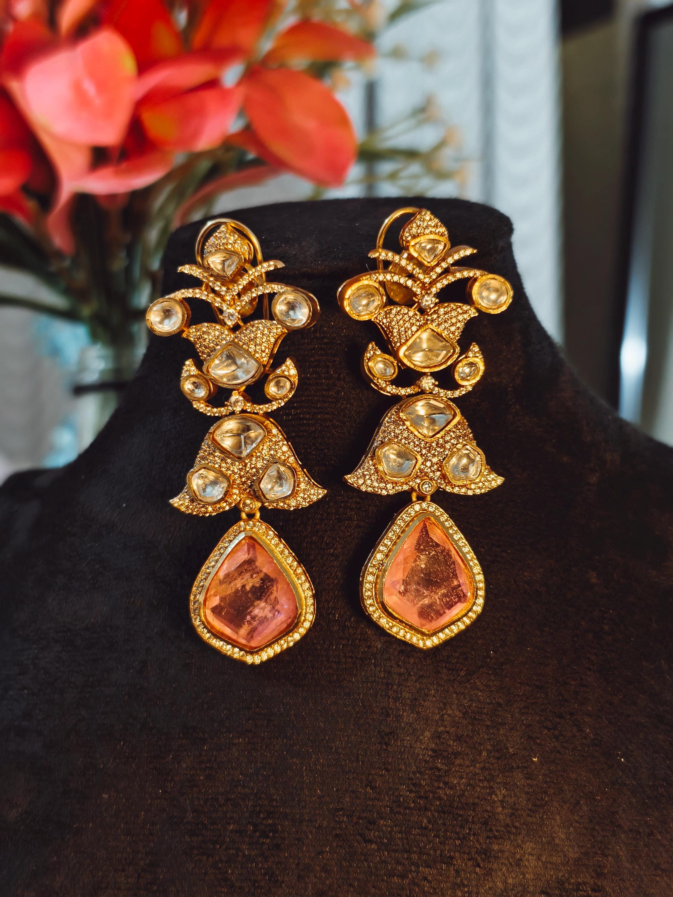 Kundan Statement Earrings: Indian Jewelry, Traditional Style