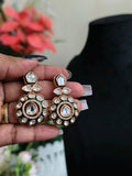 Kundan Statement Earrings: Indian Jewelry, Green & White