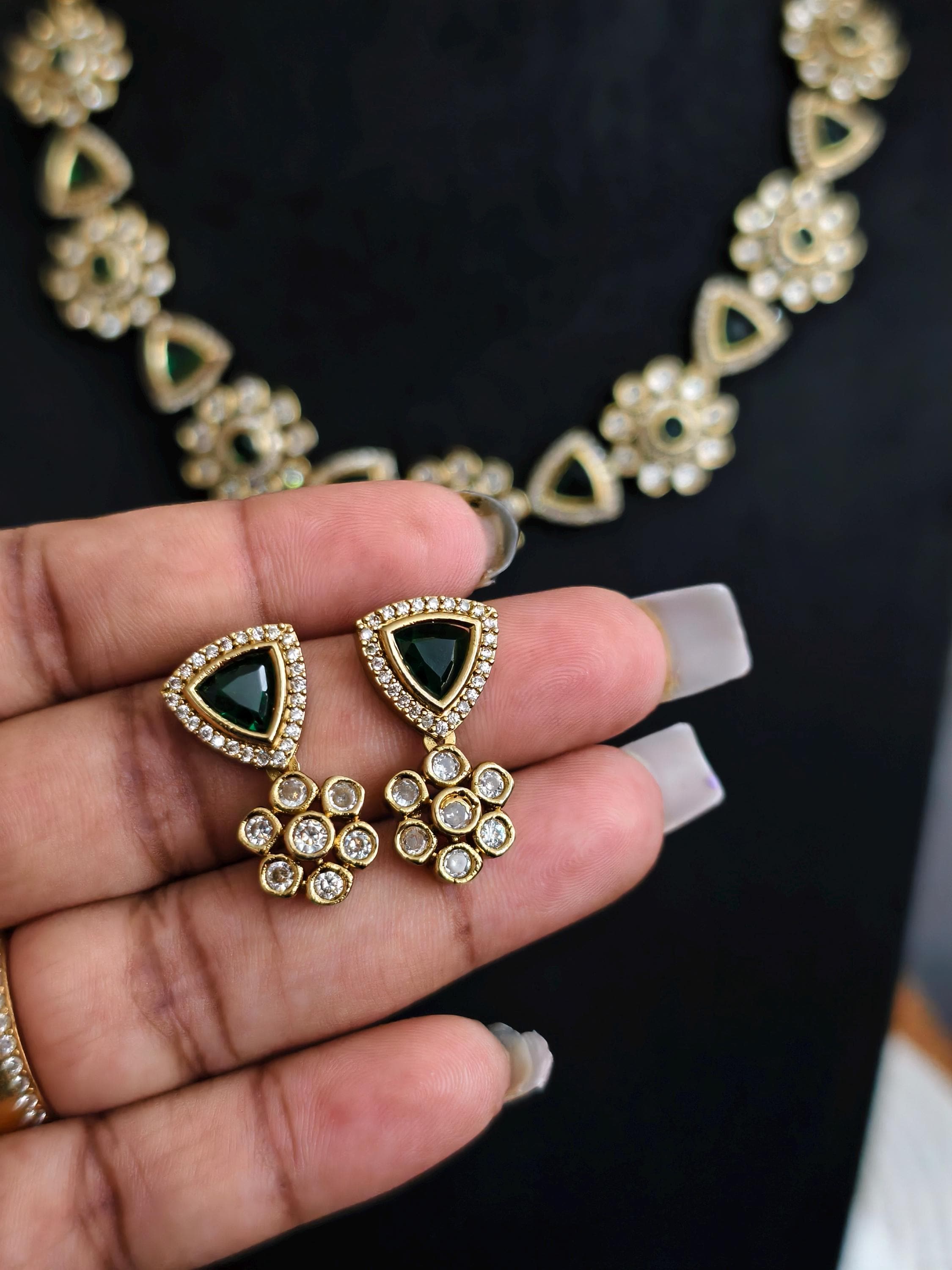 Emerald Green Kundan Choker Set | Gold Plated Indian Bridal Jewelry