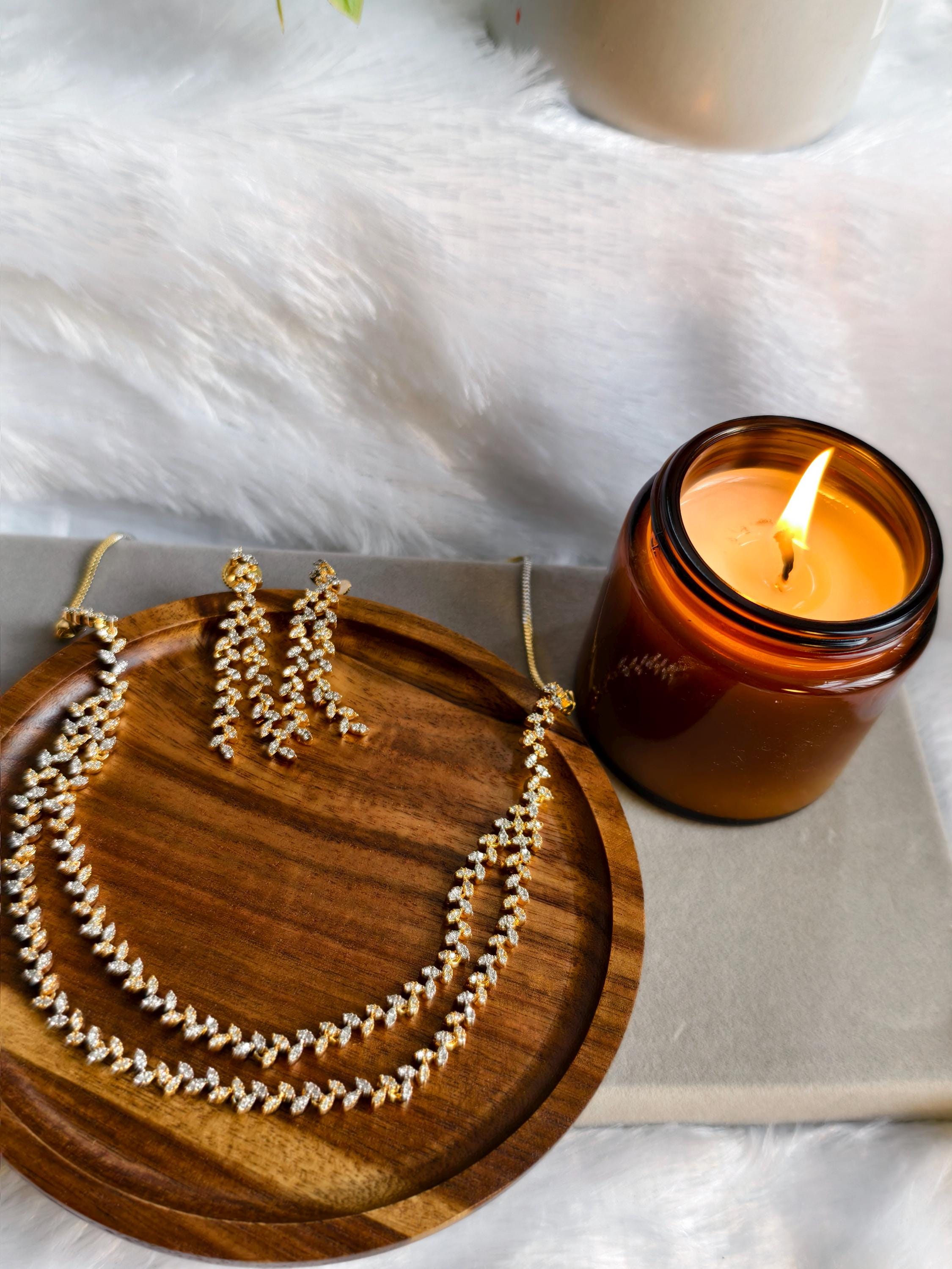 Starcut AD Stone Necklace: Silver and gold Plated, Traditional Style | Dual Plating Neckset