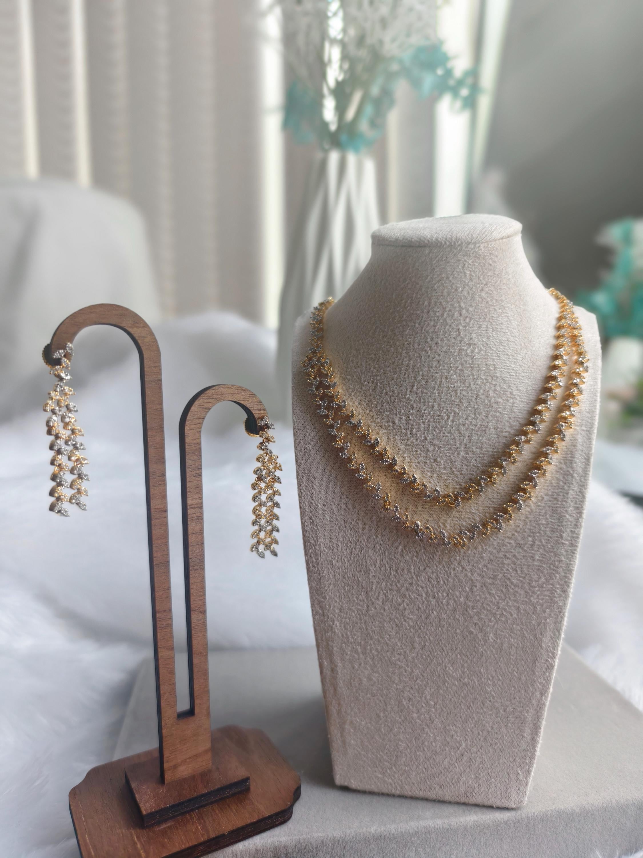 Starcut AD Stone Necklace: Silver and gold Plated, Traditional Style | Dual Plating Neckset