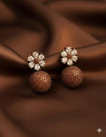 Boho Floral Drop Earrings | Orange Pavé Disco Ball Dangles