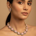Pink Moonstone Style Jewelry Set | Victorian Choker & Studs