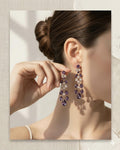18k Gold Plated Amethyst Teardrop Chandelier Earrings, Vintage Style Statement Jewelry