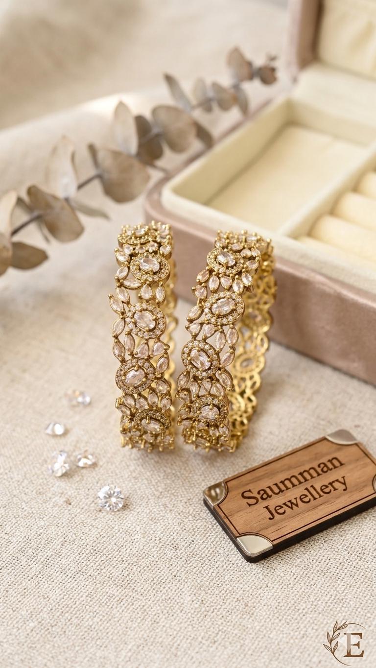 Antique Gold Floral Cluster Bangles, Indian Polki Wedding Kada Set