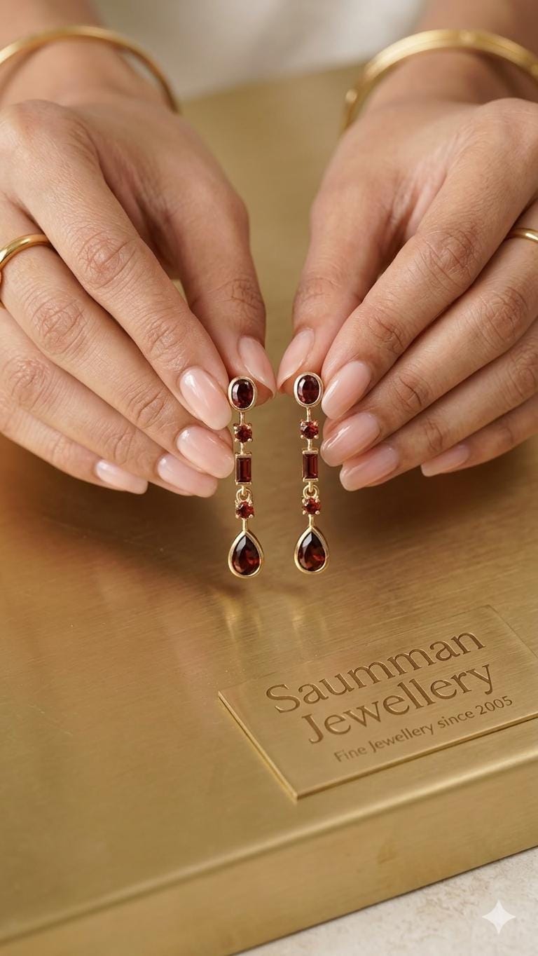 18K Gold Plated Maroon Drop Earrings, Minimalist Geometric Dangle, Secure Screw Back