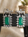 Bengal Tiger Emerald Green Studs | Victorian Finish Indian Earrings