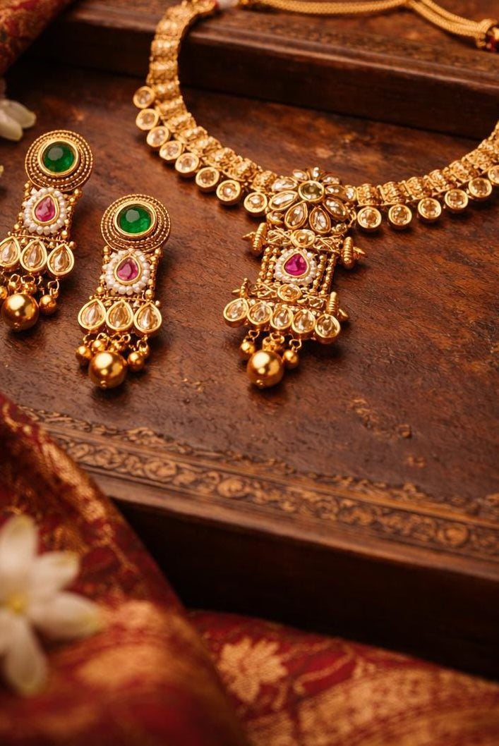 Heritage Neckset | Indian Traditional Kundan Jewelry, Statement Necklace